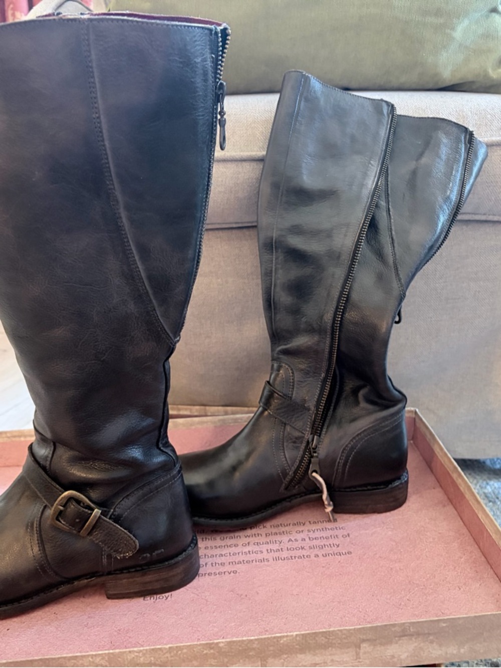 Bed Stu Black Rustic Leather Buckle Boots